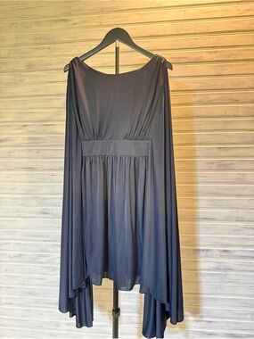 Women's Navy Draped Cape Dress